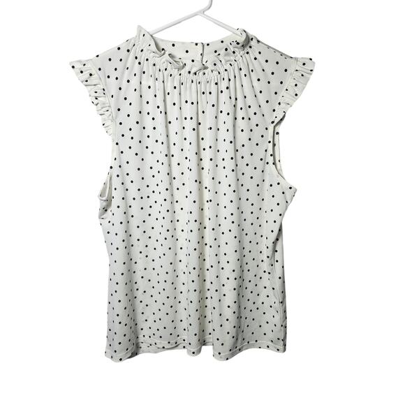 Adrianna Papell Women's Polka‎ Dot Tank Ruffle Sleeve Neck Suze XL Black White - Picture 1 of 8